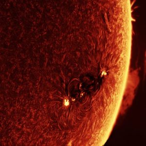 A sunspot and prominence through the LS-152THa