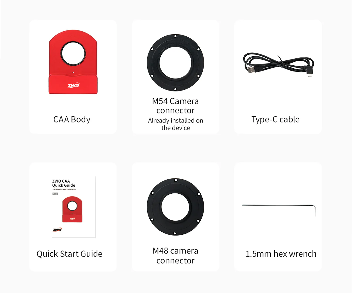 zwo caa accessories supplied