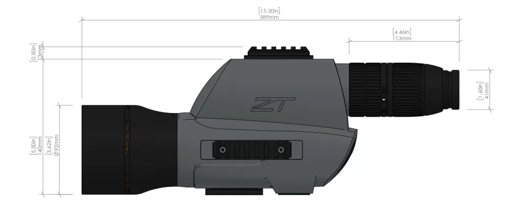 Zerotech Trace Advanced 20-60x80mm Spotting Scope - Diagram