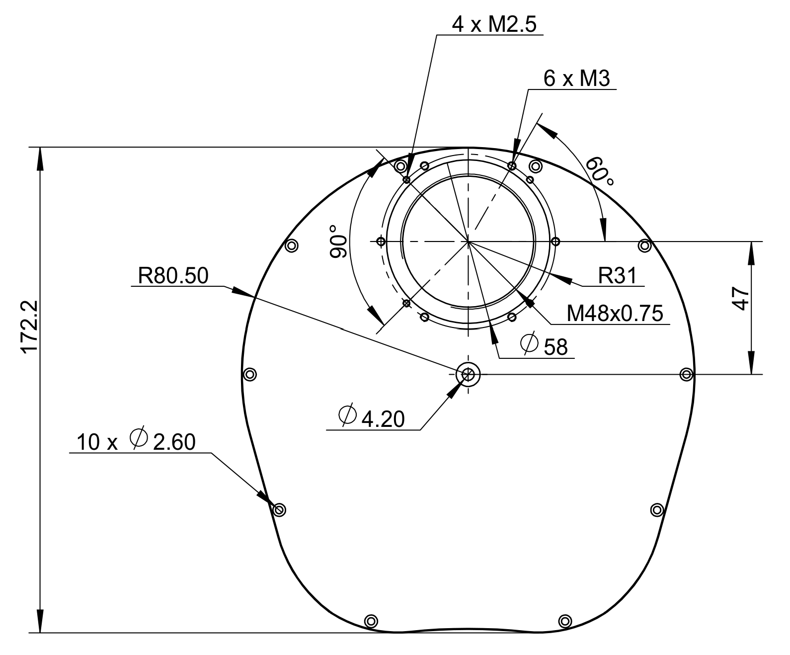 AO-OFW-7x36 front shell Telescope side